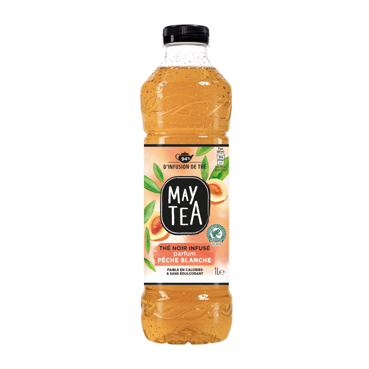 MAYTEA Thé noir infusé parfum pêche blanche 1l