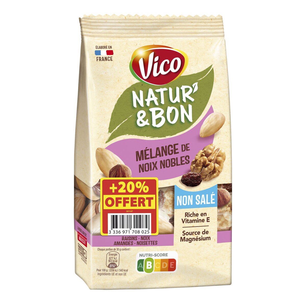 VICO Natur'&bon mélange de noix nobles non salé 200g+ 20% offert
