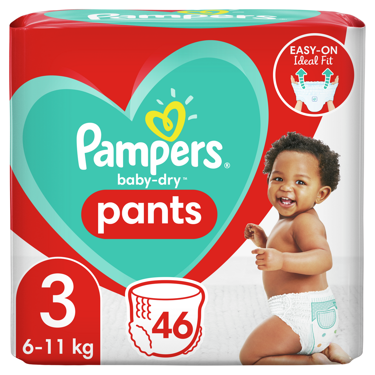 PAMPERS Baby-dry pants couches-culottes taille 3 (6-11kg) 46 couches pas  cher 