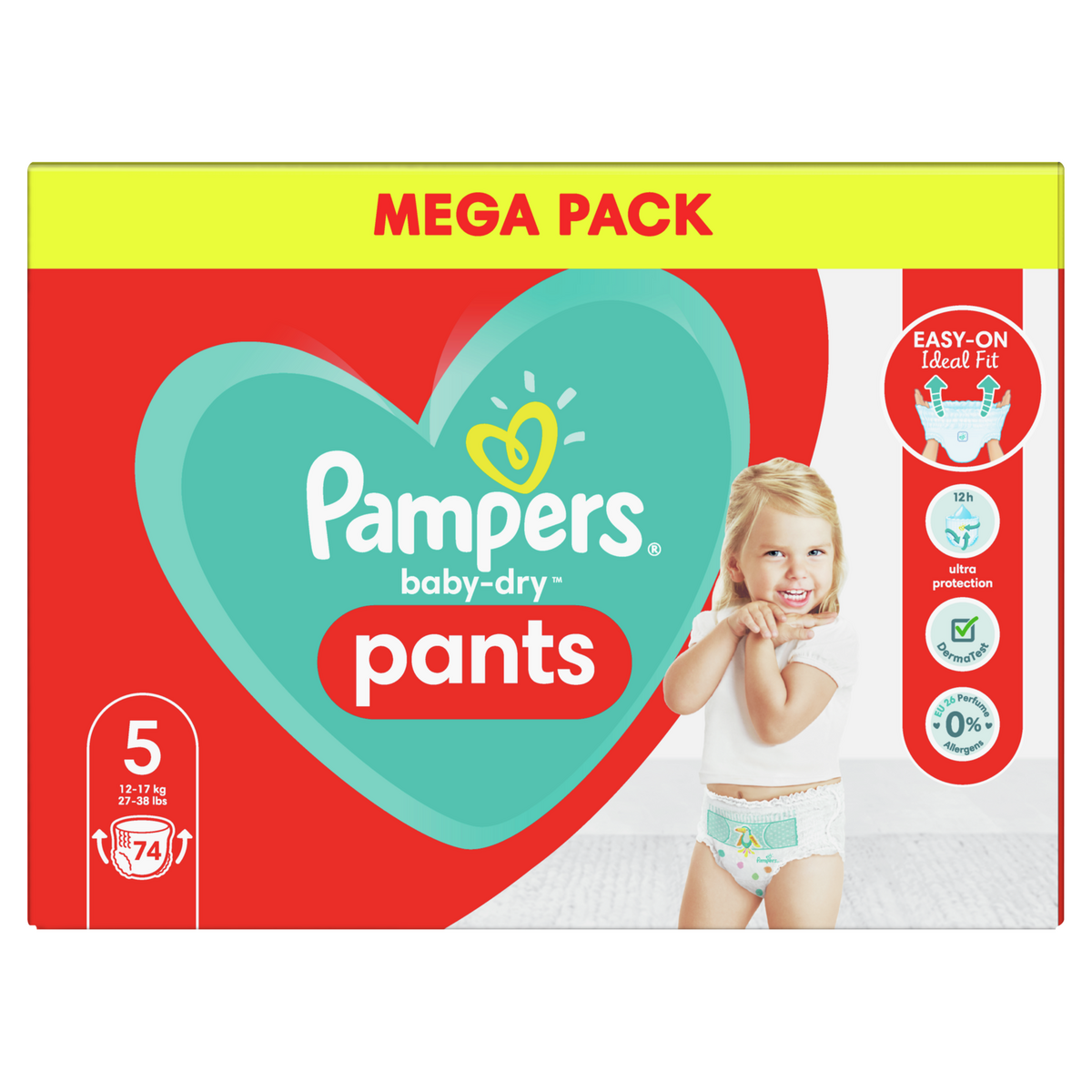 PAMPERS Baby-dry pants Couches-culottes taille 5 (12-17kg) 74 couches