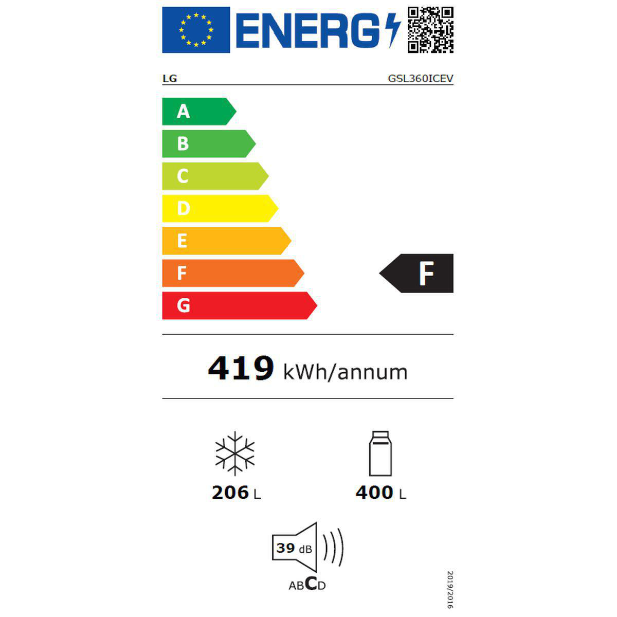 Voir la diapositive 3 : LG Réfrigérateur américain GSL360ICEV, 591L, Froid Ventilé Total No Frost