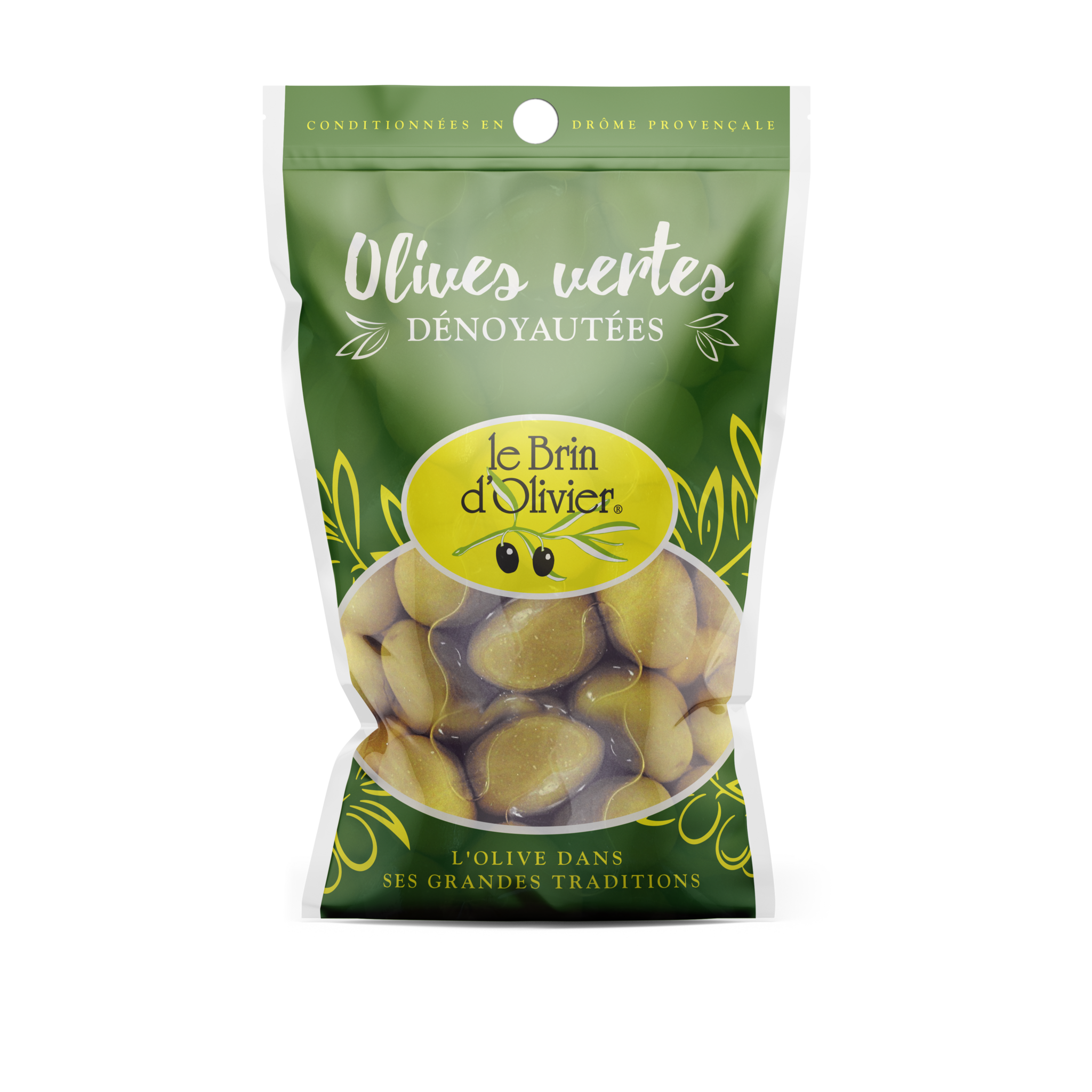 LE BRIN D'OLIVIER Olives vertes dénoyautées 100g