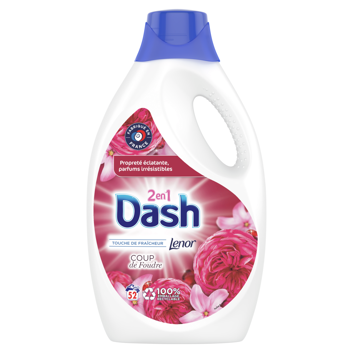 DASH 2 en 1 Lessive diluée Coup de Foudre 52 lavages 2,6l
