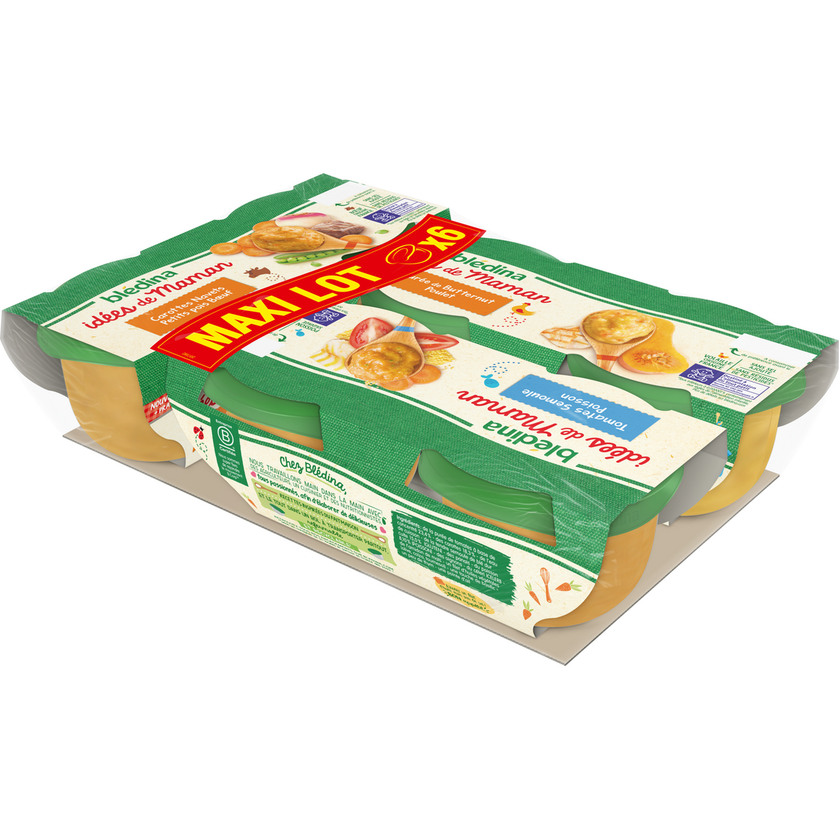 BLEDINA Idées de Maman Bols de légumes et viandes panaché pour bébé   6x200g