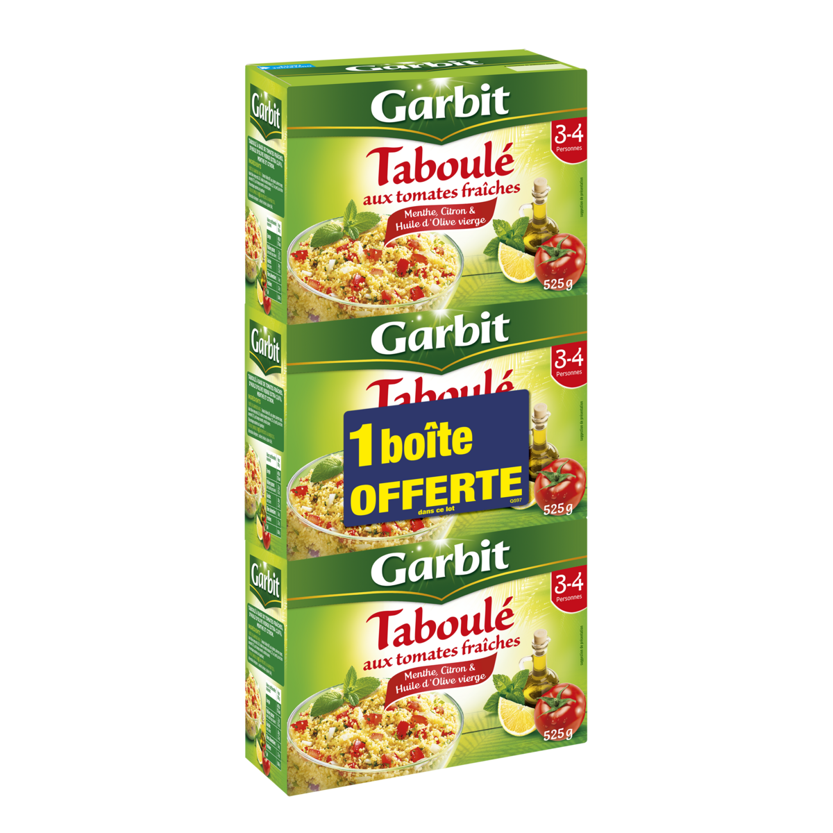 GARBIT Taboulé aux tomates fraîches menthe citron et huile d'olive 525gx2 +1 offert