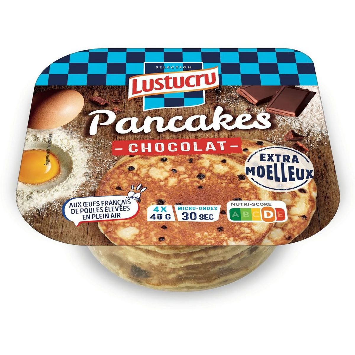 LUSTUCRU Pancakes précuits avec pépites de chocolat 4 pièces 180g