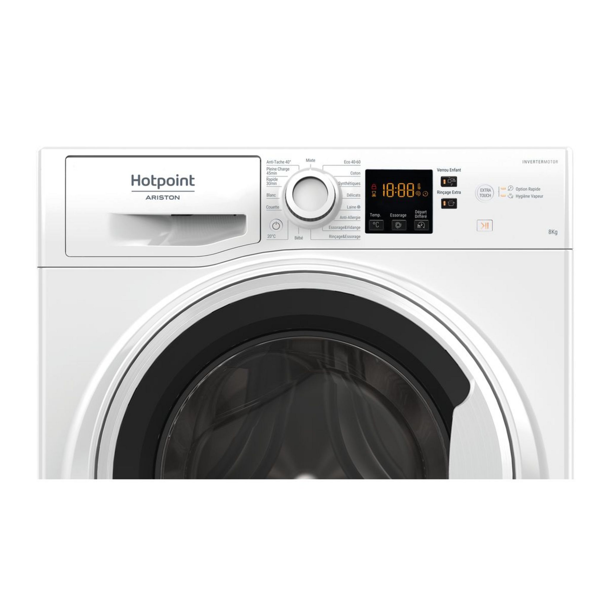 Voir la diapositive 2 : HOTPOINT Lave linge hublot NSH843CWWFRN, 8 kg, 1400 T/min
