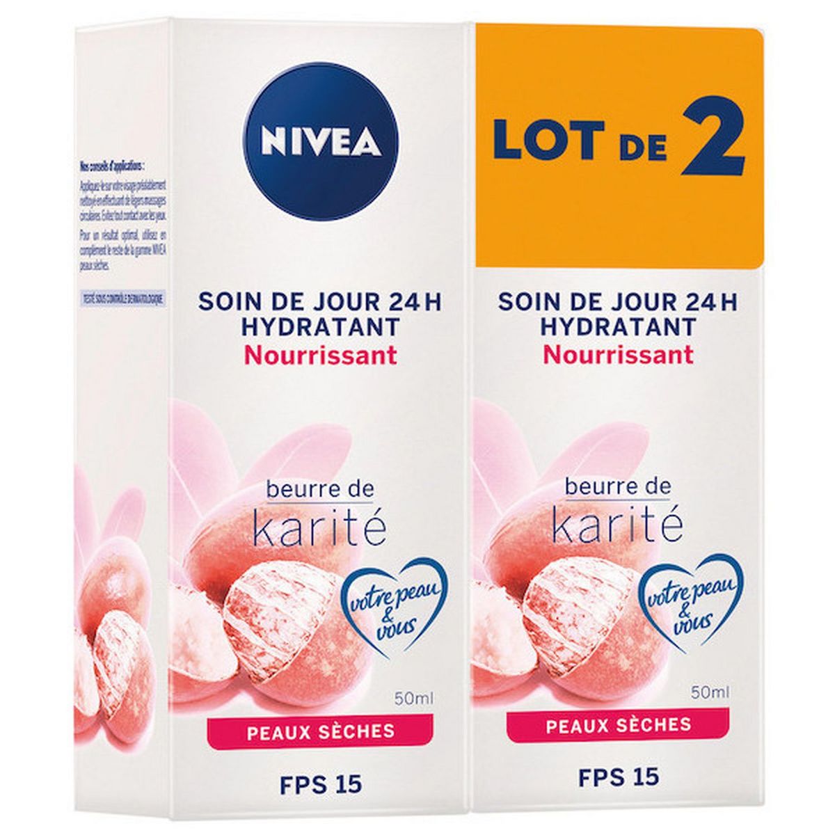 NIVEA Soin de jour 24h hydratant et nourrissant  au beurre de karité 2 pièces  2x50ml