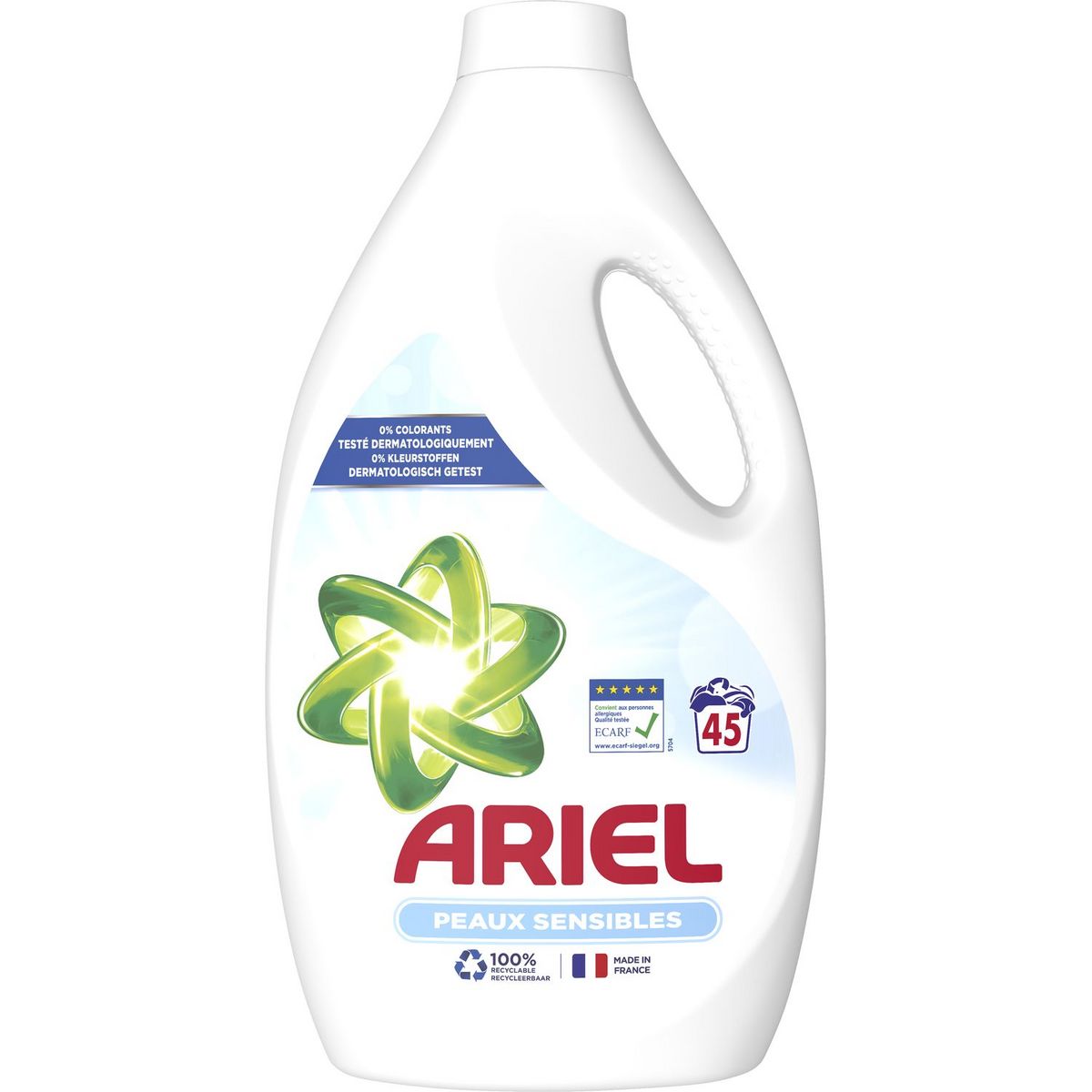 ARIEL Lessive liquide pour peaux sensibles 45 lavages 2,475l