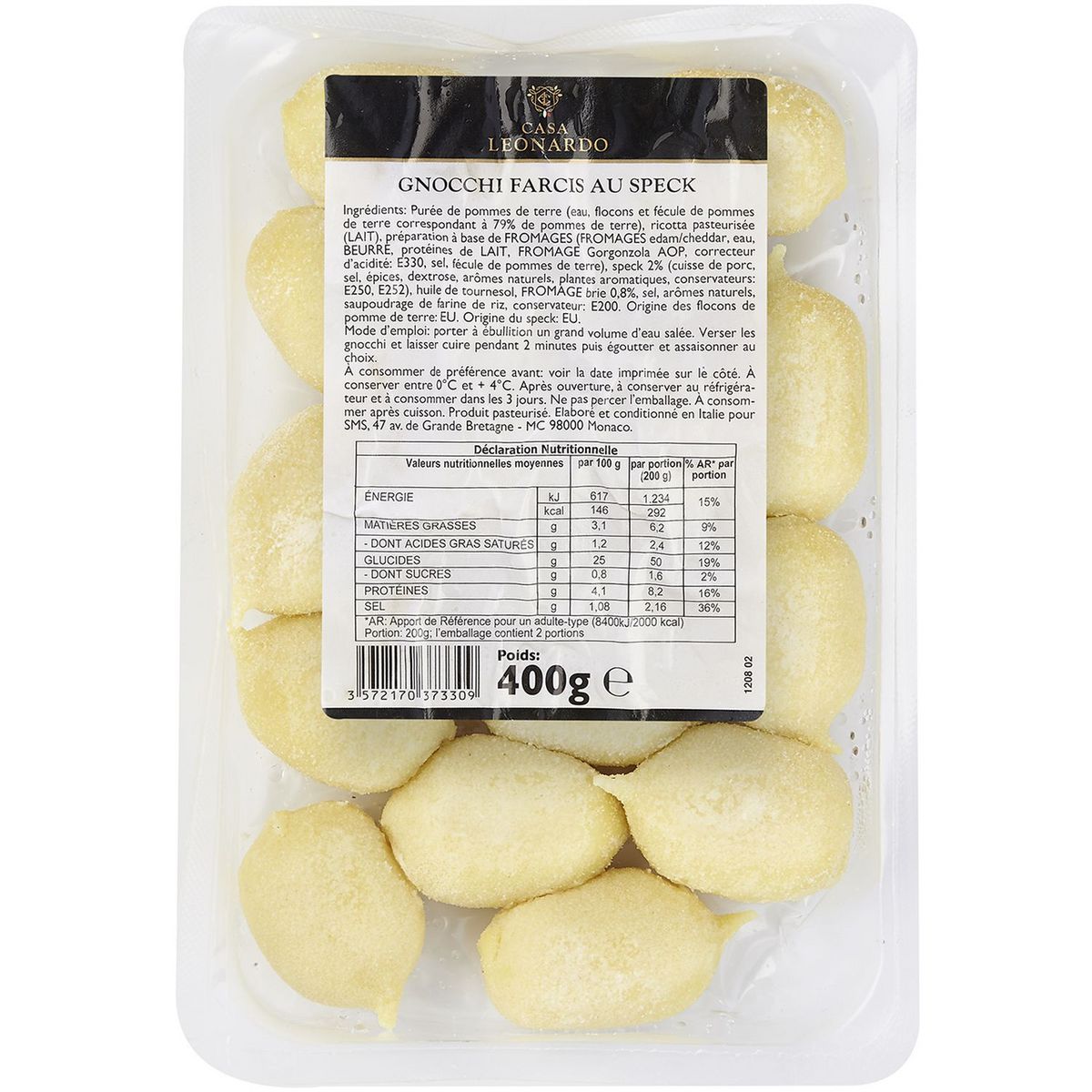 CASA LEONARDO Gnocchi farcis au speck 400g