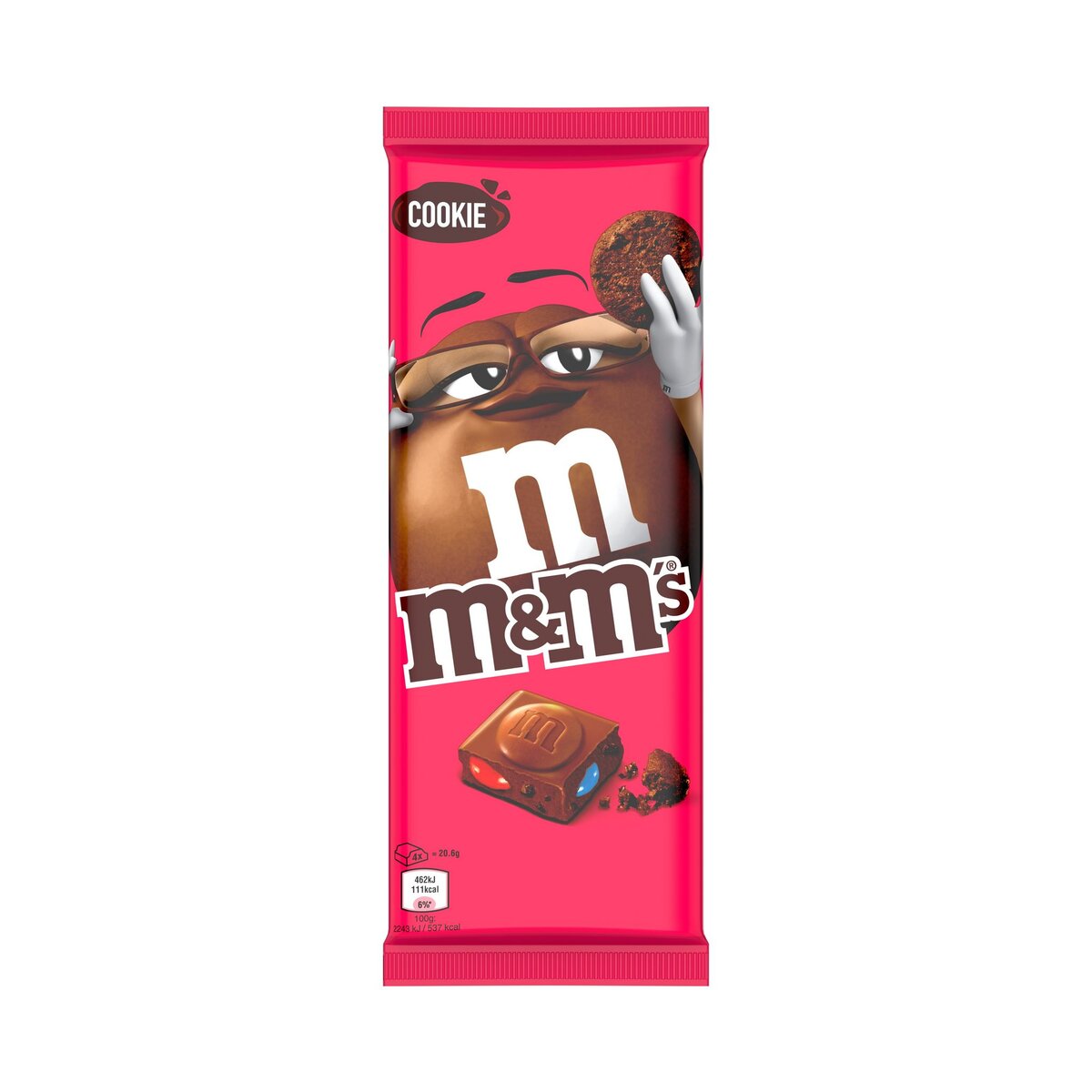 M&M'S Tablette de chocolat au lait avec M&M'S minis et éclats de cookies 165g