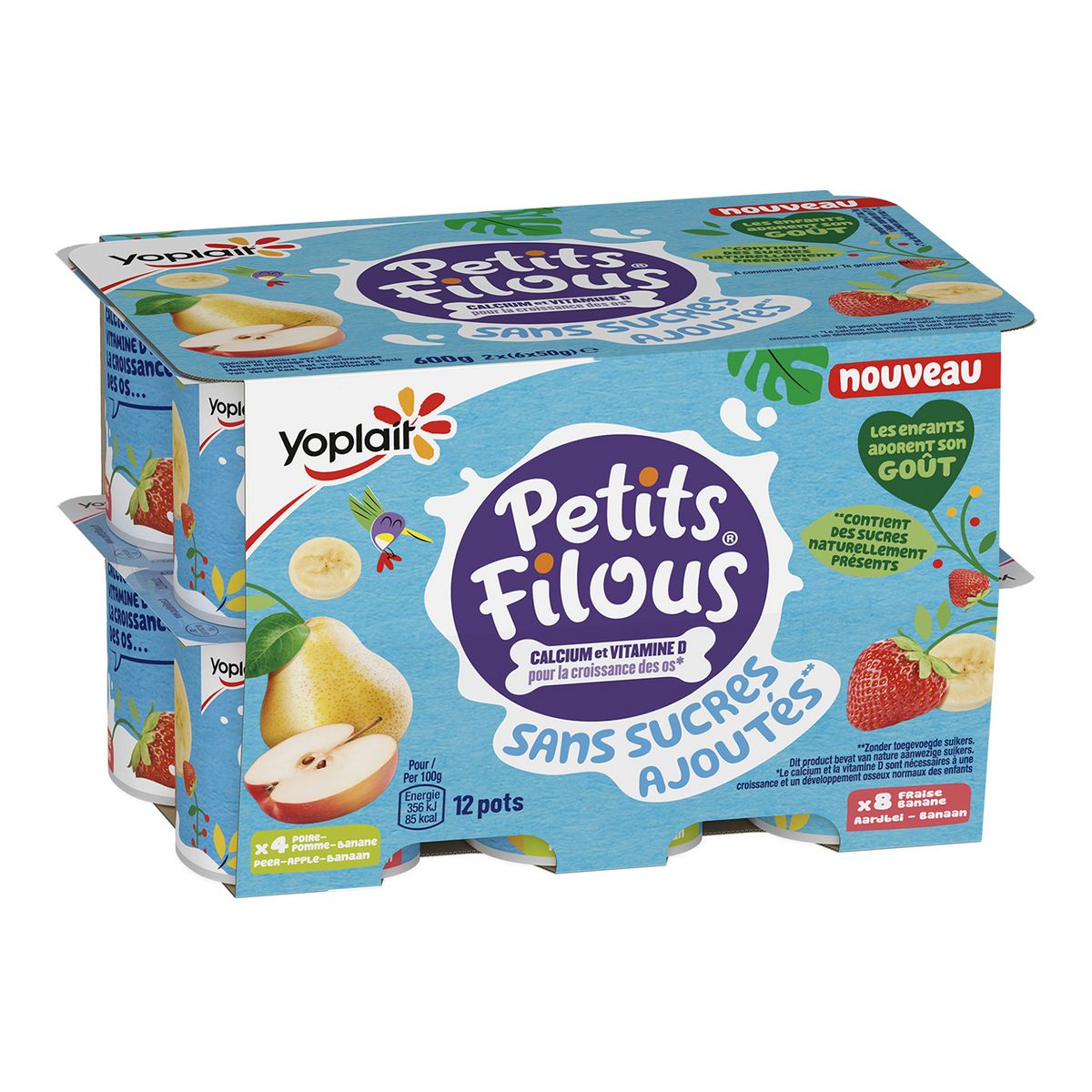 PETITS FILOUS Panaché de fromage frais aux fruits sans sucres ajoutés 12x50g