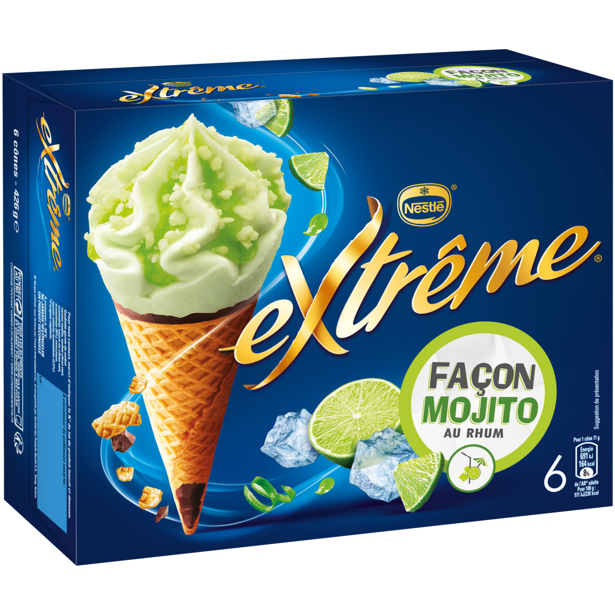 NESTLE Cône glacé extrême parfum mojito 6 cônes 430g