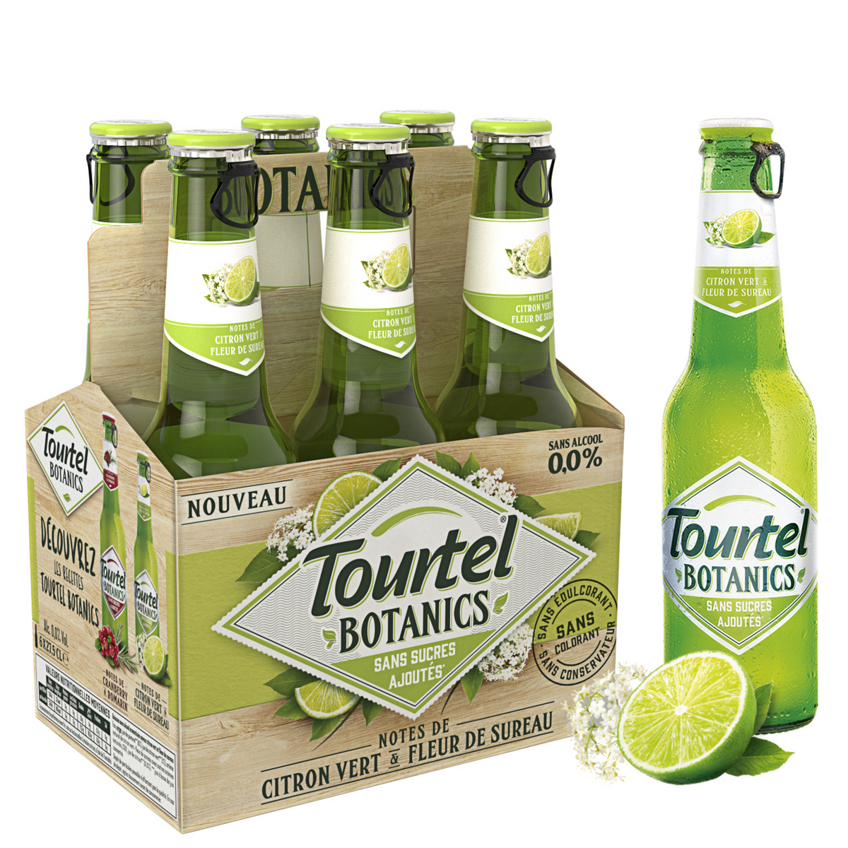 TOURTEL Bière Botanic sans alcool 0,0% aromatisée citron sureau bouteilles 6x27,5cl