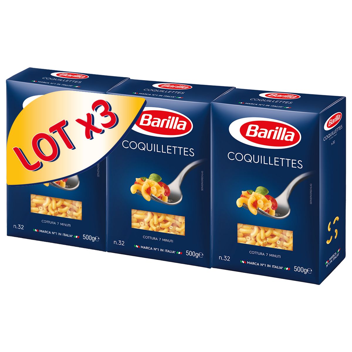 BARILLA Coquillettes lot de 3 3x500g