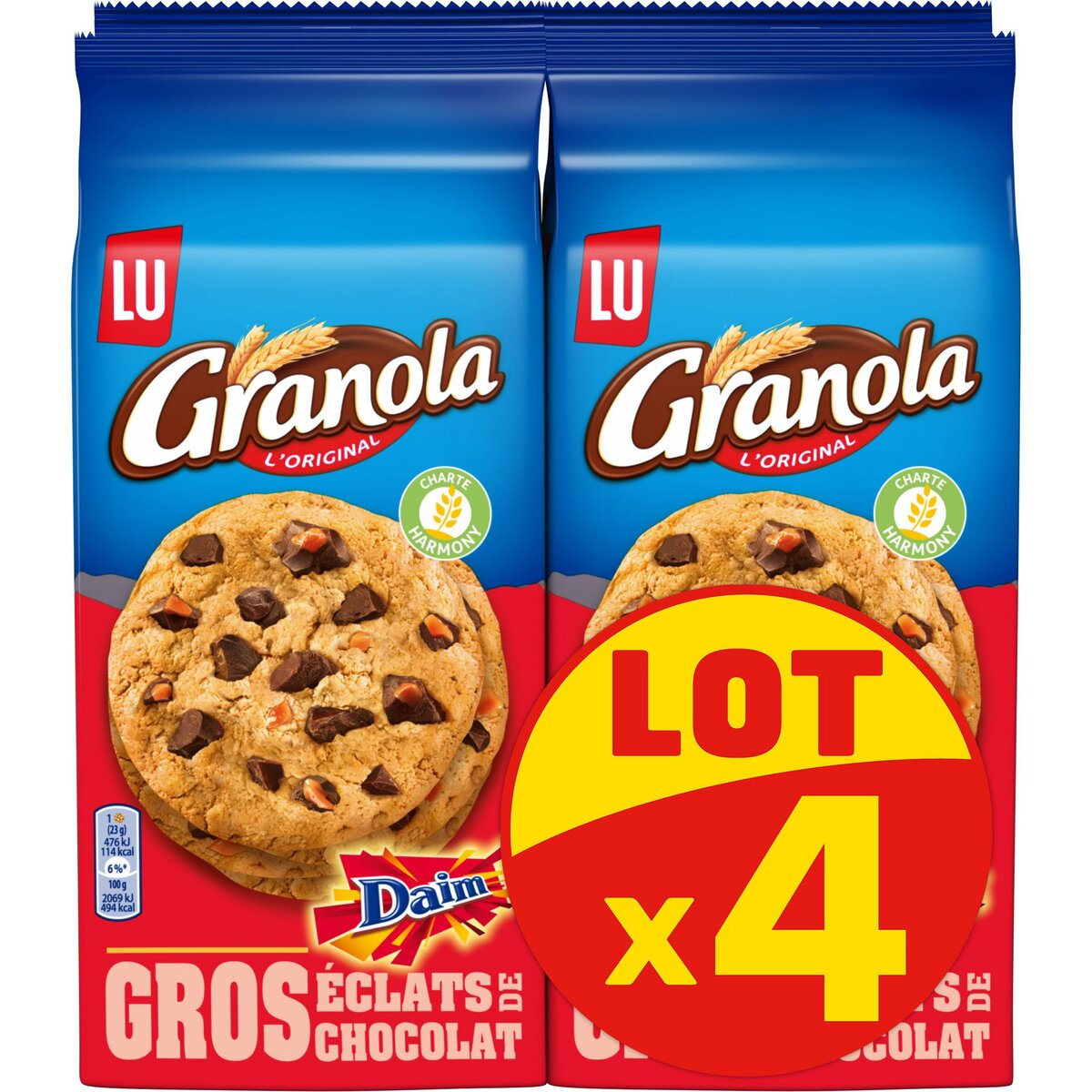 GRANOLA Cookies Daim aux gros éclats de chocolat 4x184g