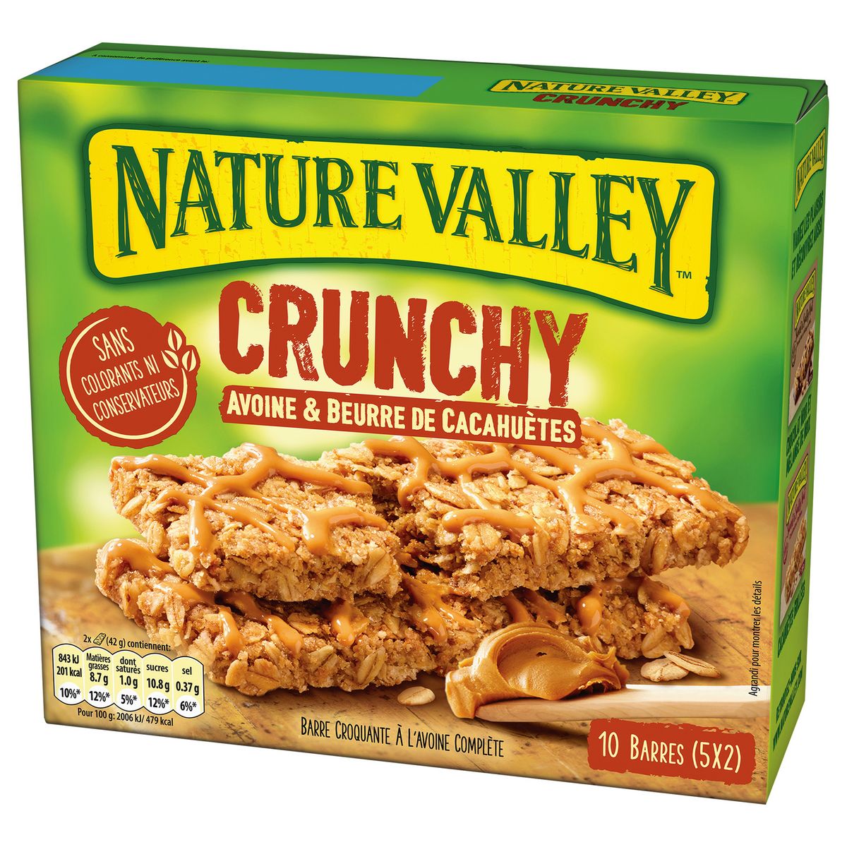NATURE VALLEY Barres de céréales crunchy avoine et beurre de cacahuètes 10 barres 210g