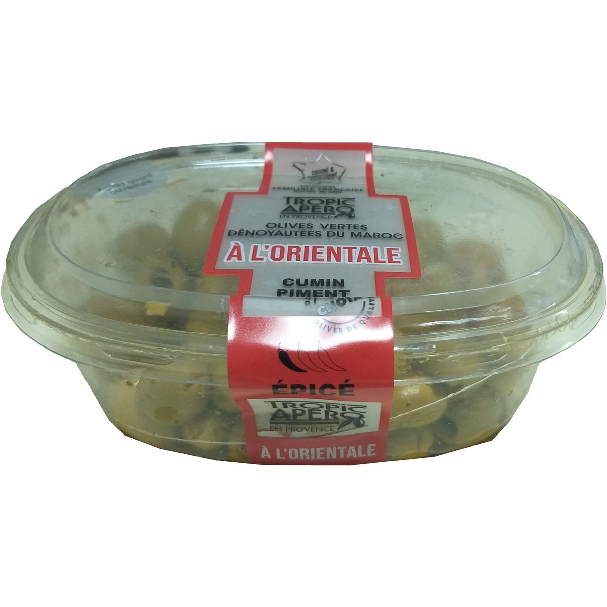 TROPIC APERO Olives vertes dénoyautées à l'orientale cumin et piment 200g