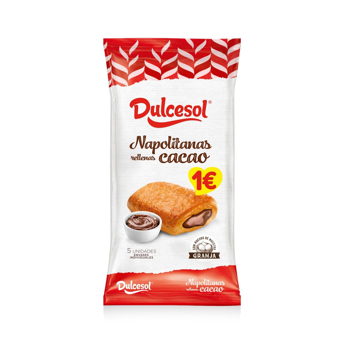 DULCESOL Napolitanas rellenas de cacao pains fourrés chocolat 5 pièces 200g