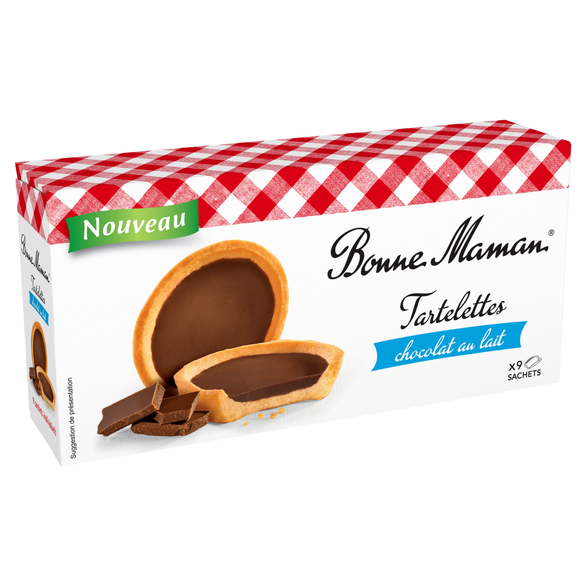 BONNE MAMAN Biscuits tartelettes au chocolat au lait sachets individuels 9 sachets 125g