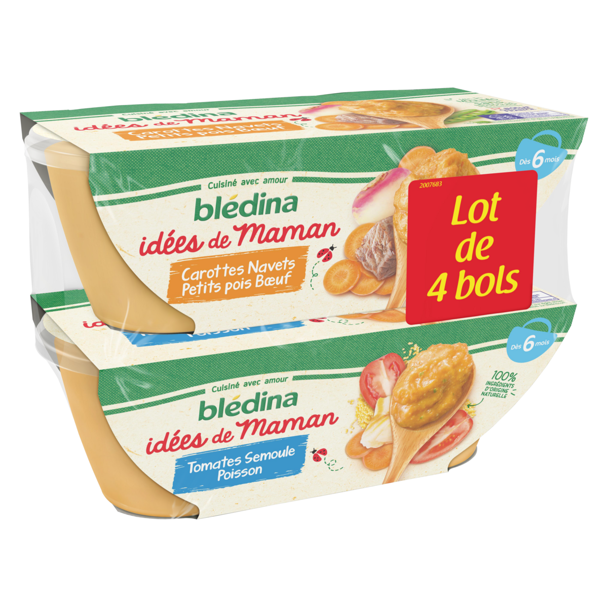 BLEDINA Idées de maman bols 2 variétés viandes poissons dès 6 mois 4x200g