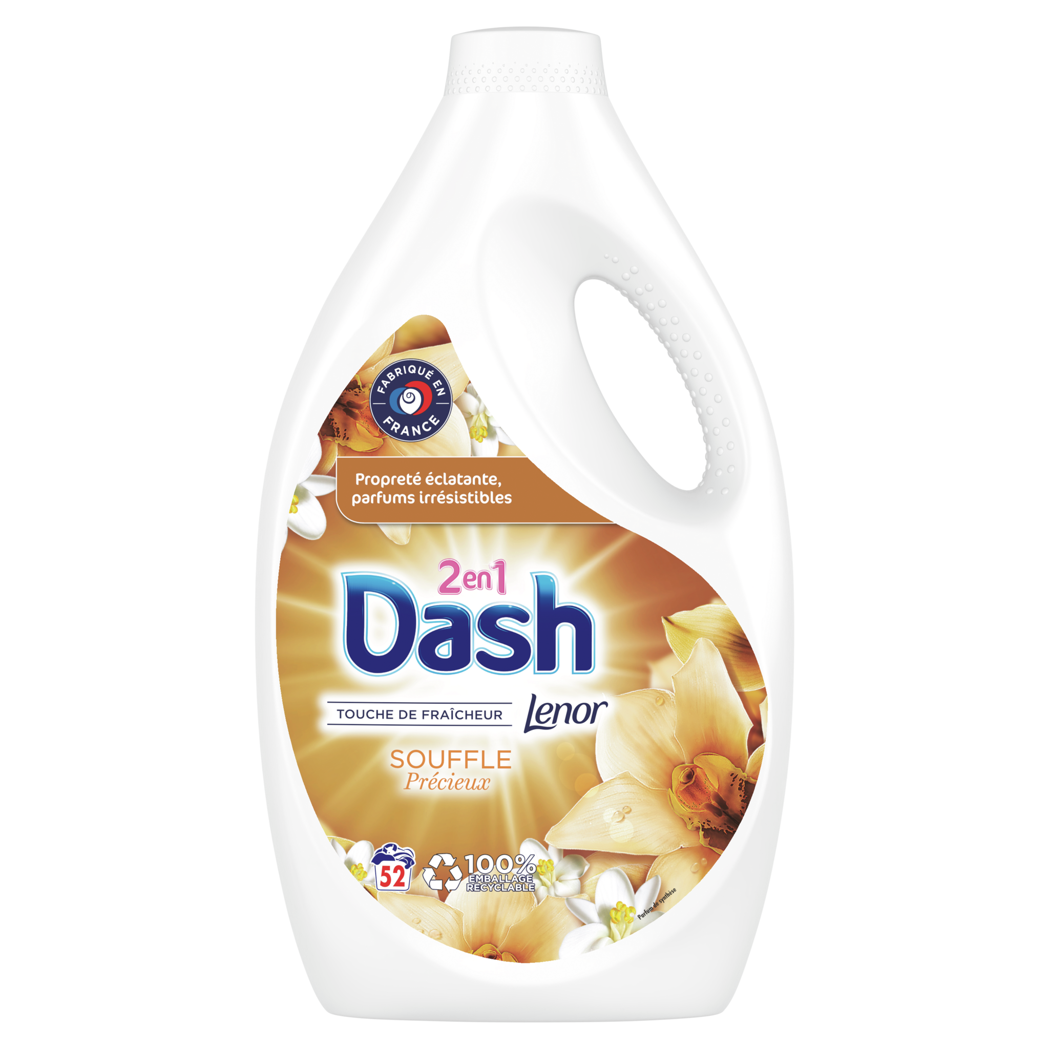 DASH Lessive liquide 2 en 1 touche de fraîcheur Lenor souffle précieux ...