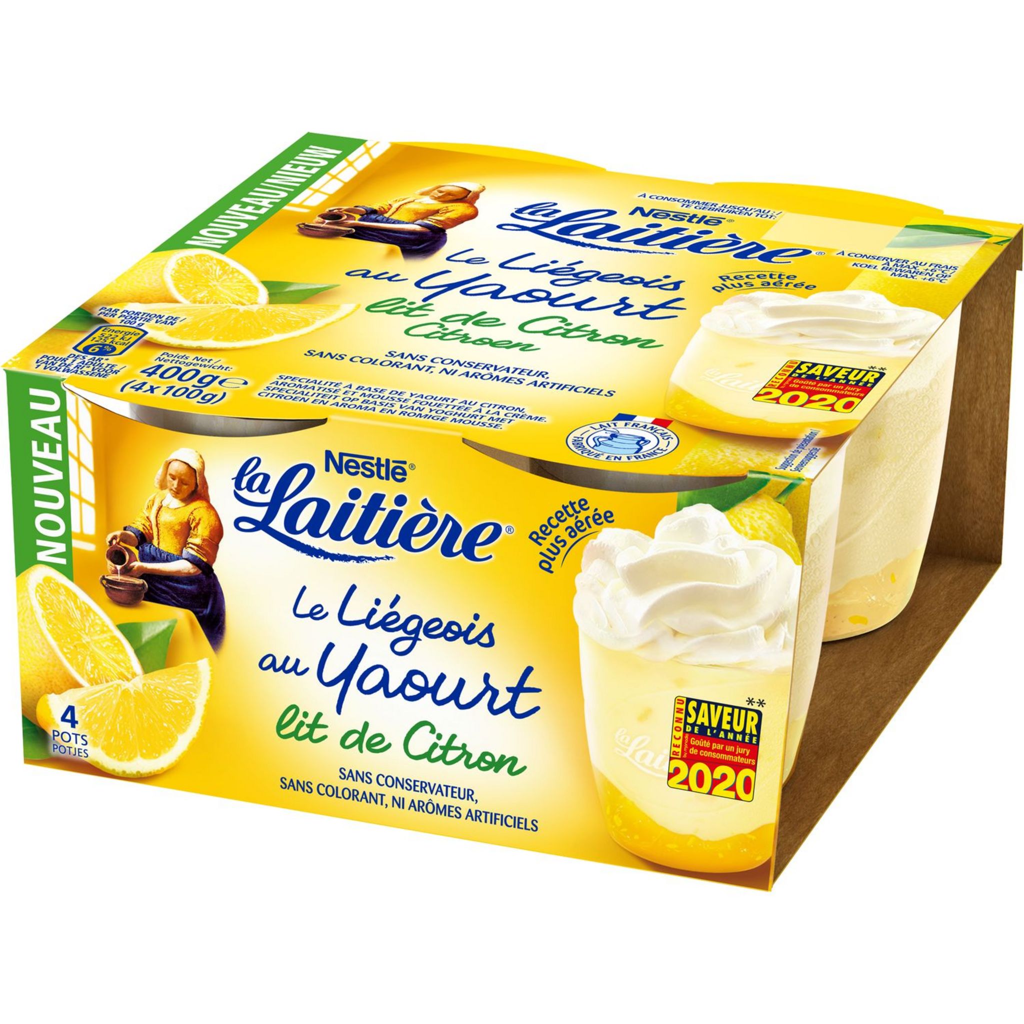 LA LAITIERE Le liégeois au yaourt sur lit de citron 4x100g