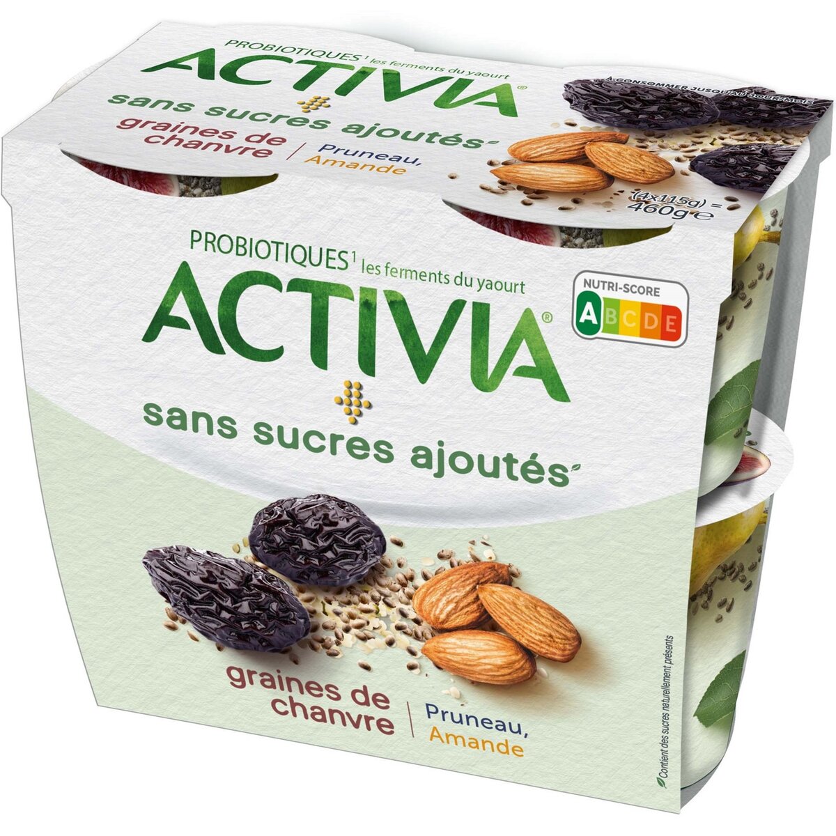 ACTIVIA Yaourt aux probiotiques graines de chanvre pruneau et amande