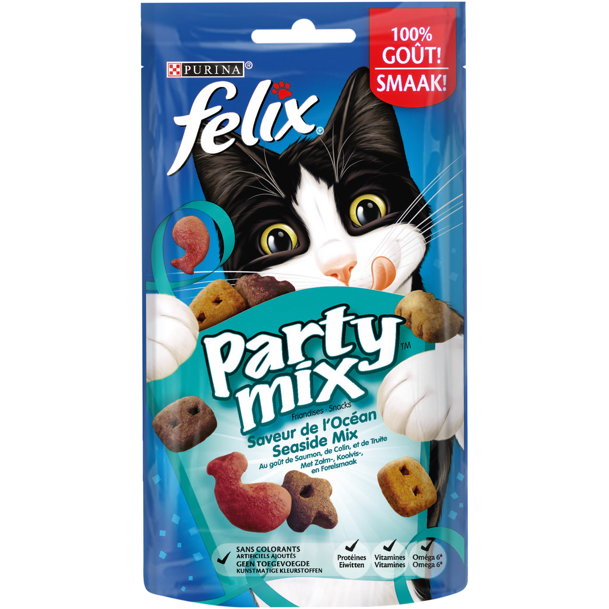 FELIX Friandises party mix au samon colin truite pour chat 60g