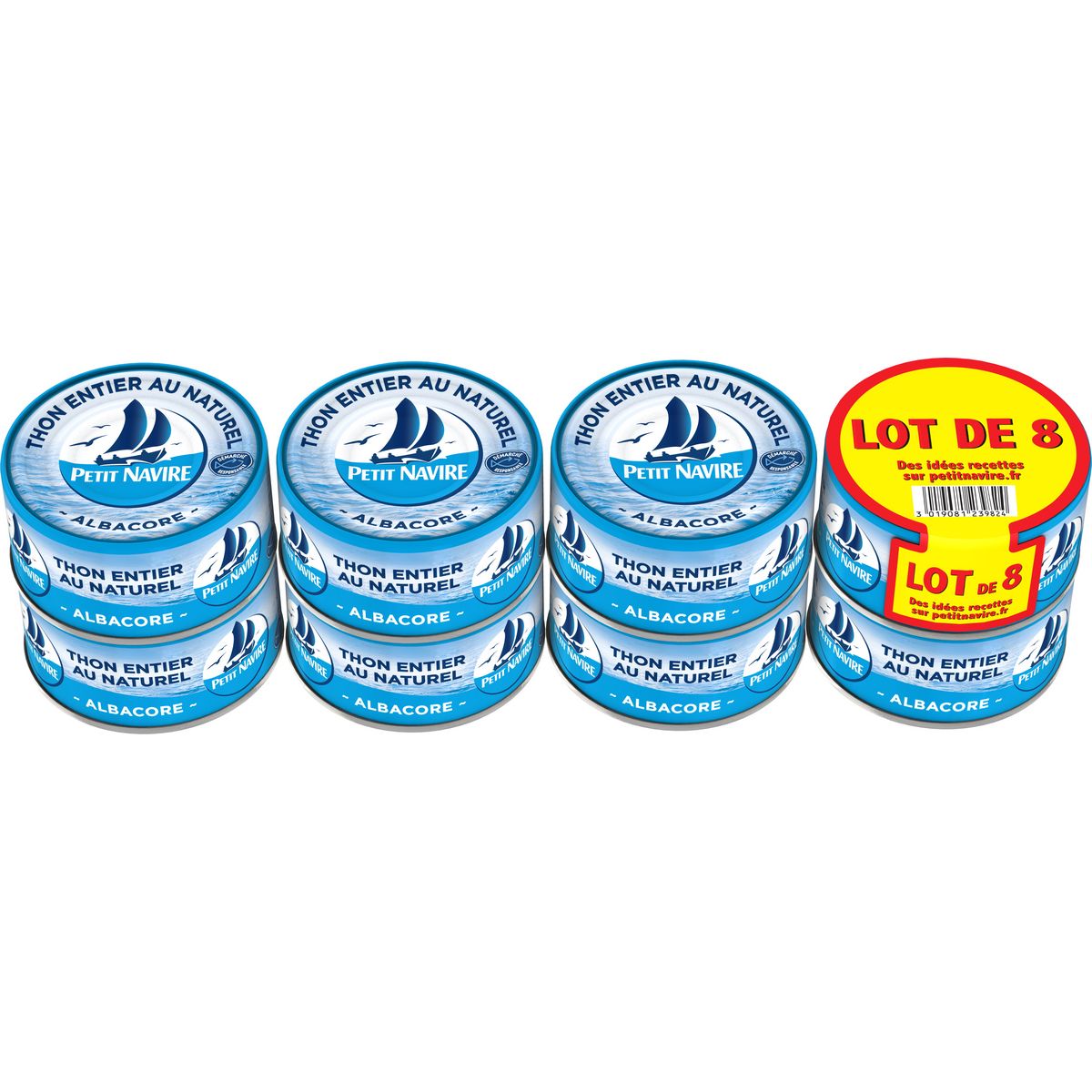 PETIT NAVIRE Thon albacore entier au naturel 8x140g
