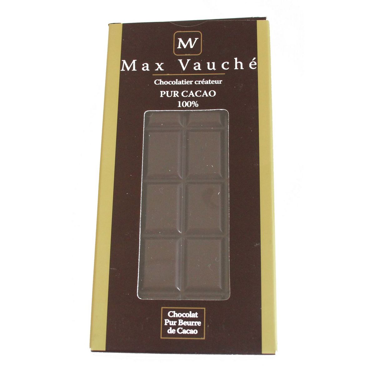 MAX VAUCHE Tablette de chocolat noir pur cacao 100% 90g