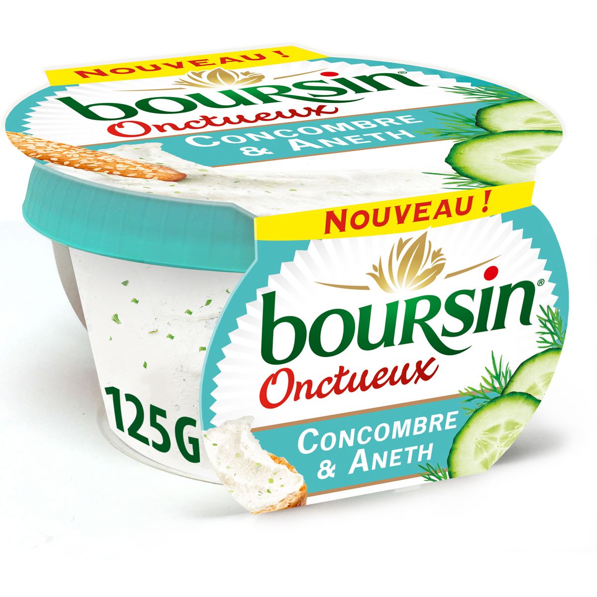 BOURSIN Fromage à tartiner onctueux au concombre et à l'aneth 125g