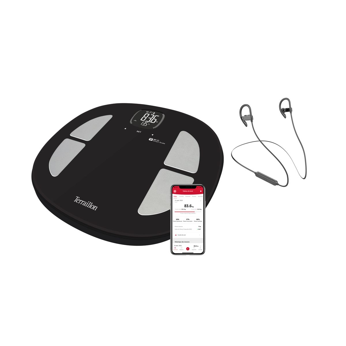 Voir la diapositive 2 : TERRAILLON Impédancemètre connecté RUN & FIT - Noir