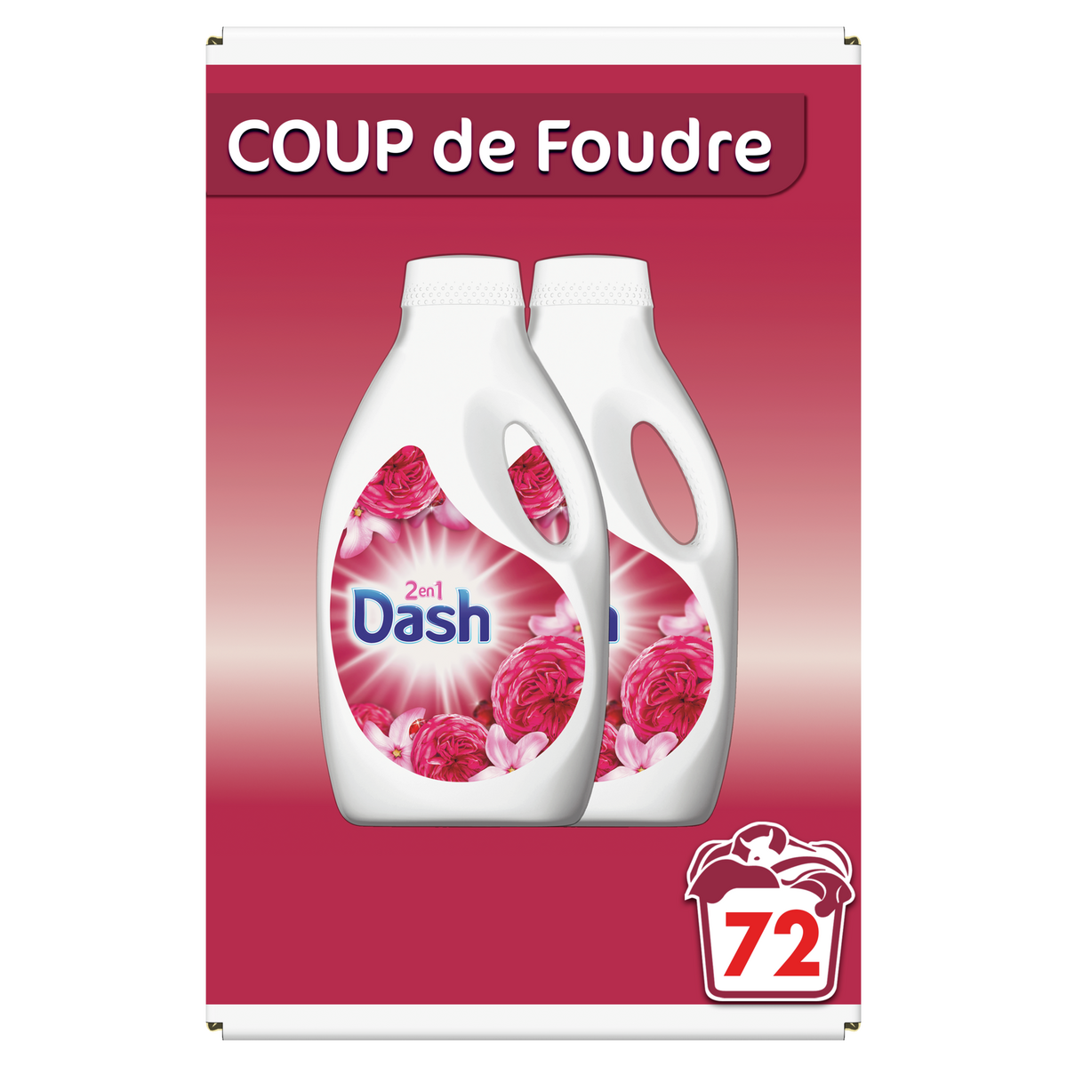 DASH Lessive liquide 2en1 coup de foudre fraicheur Lénor  2x36 lavages 3.6l