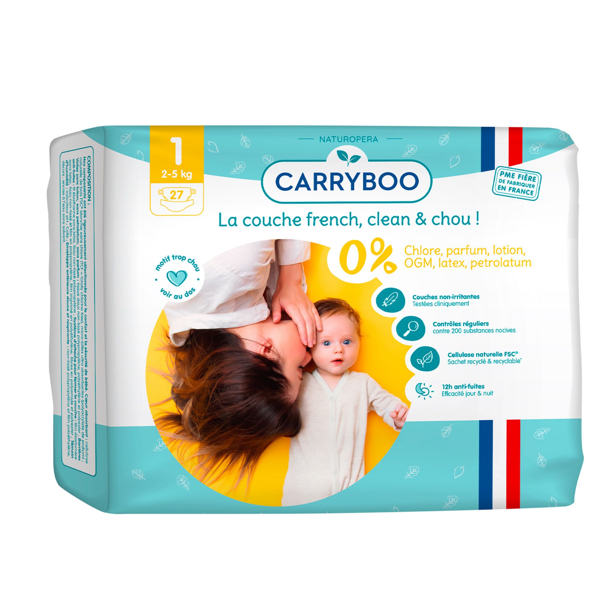 CARRYBOO Carryboo Couches Dermo-sensitives Taille 1 (2-5kg) 27 Couches ...