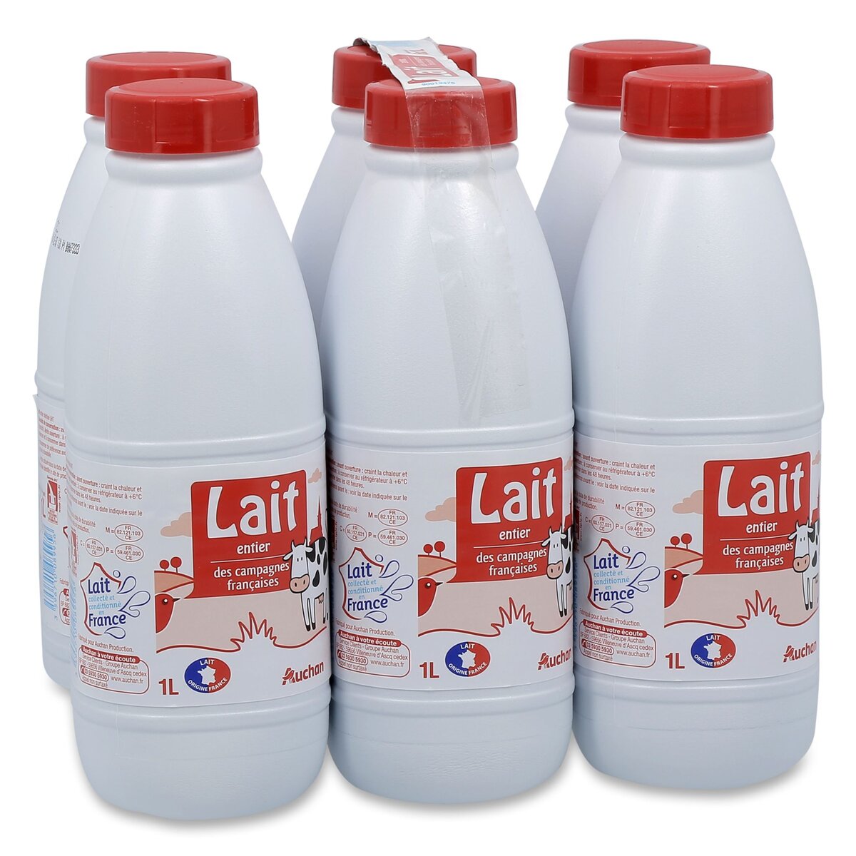 AUCHAN Auchan lait entier U.H.T. 6x1l