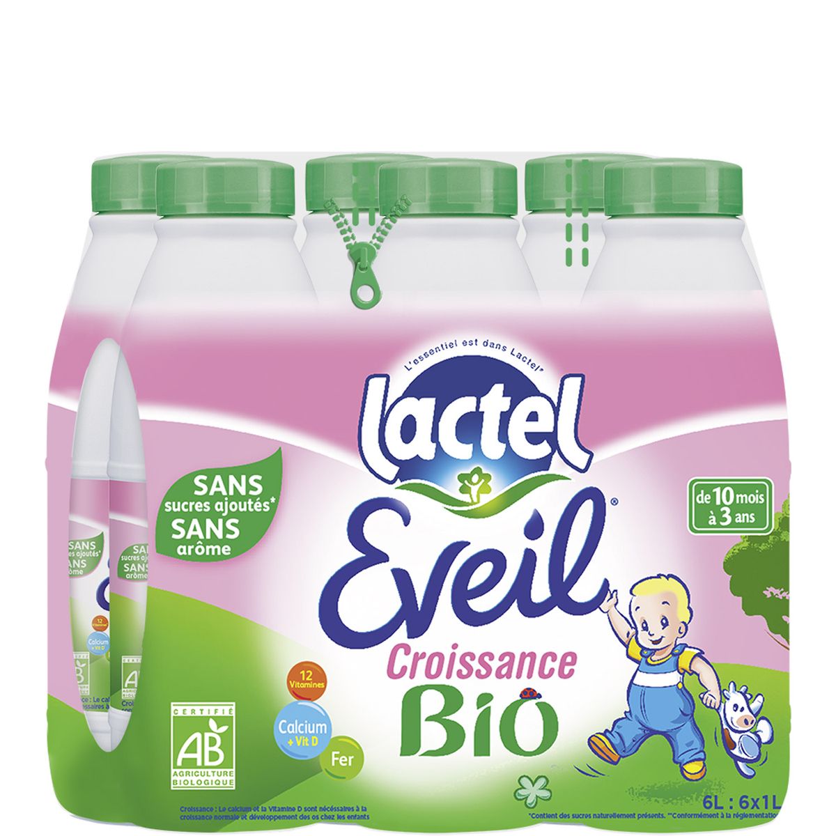 EVEIL Lactel éveil lait bio U.H.T. bouteille 6x1l de 10mois à 3ans