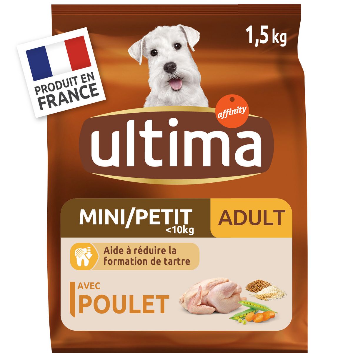 ULTIMA Mini adulte croquettes au poulet pour chien 1,5kg