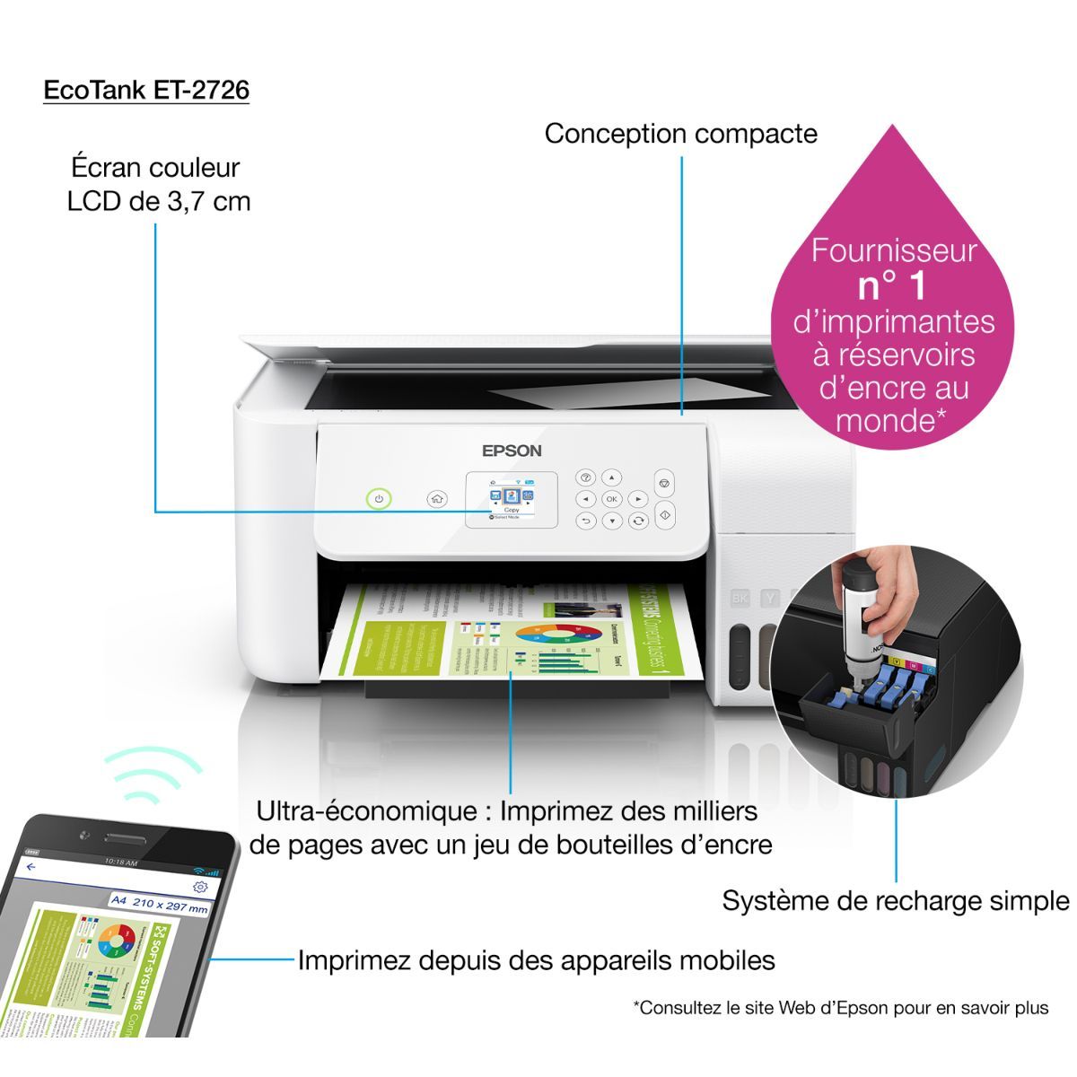 EPSON Imprimante multifonction EcoTank ET-2726