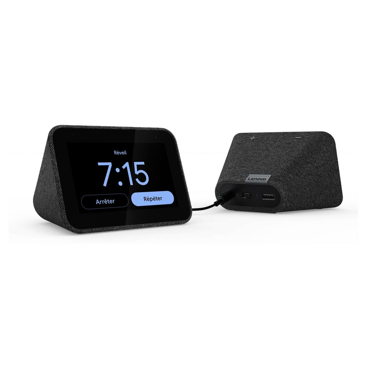LENOVO Réveil Assistant vocal Smart Clock - Noir