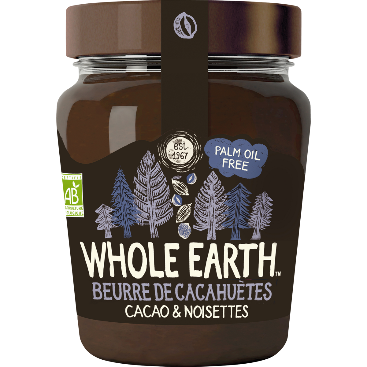 WHOLE EARTH Beurre de cacahuètes cacao et noisettes 227g