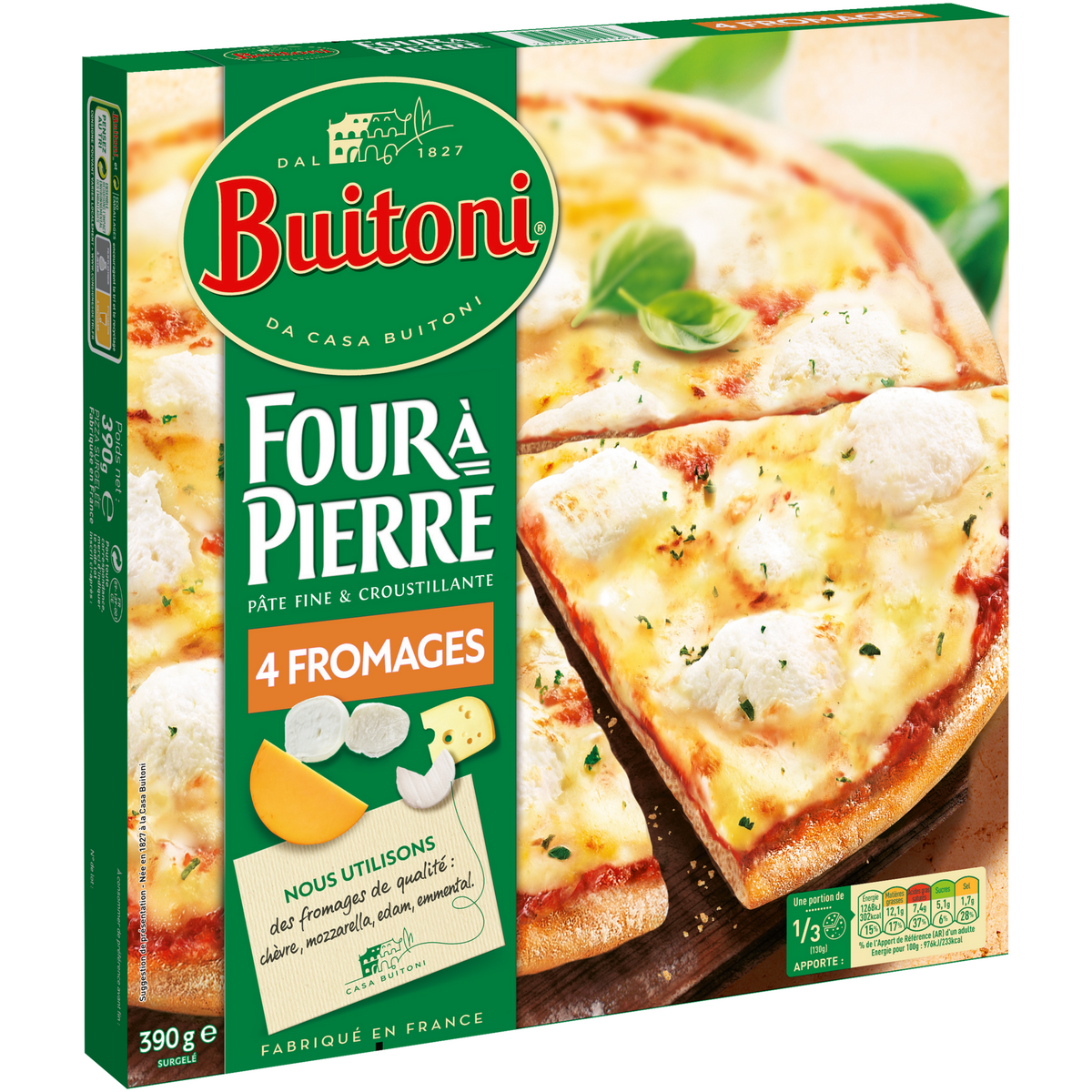 BUITONI Pizza four à pierre 4 fromages 390g