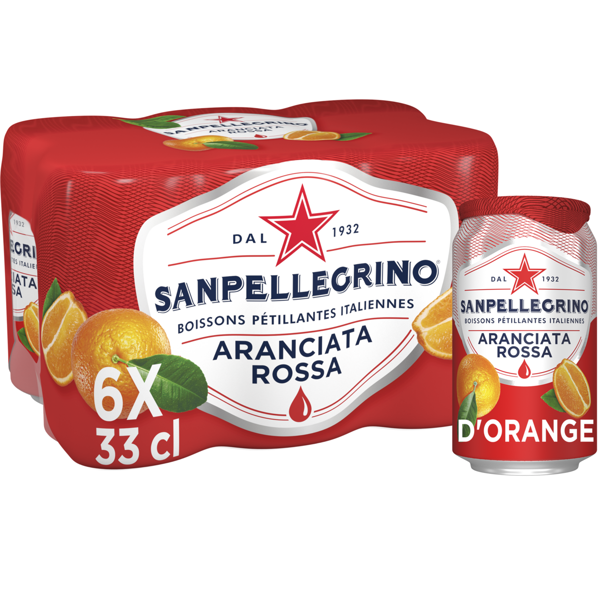 SAN PELLEGRINO Boisson pétillante aromatisée jus d'orange sanguine boîtes 6x33cl