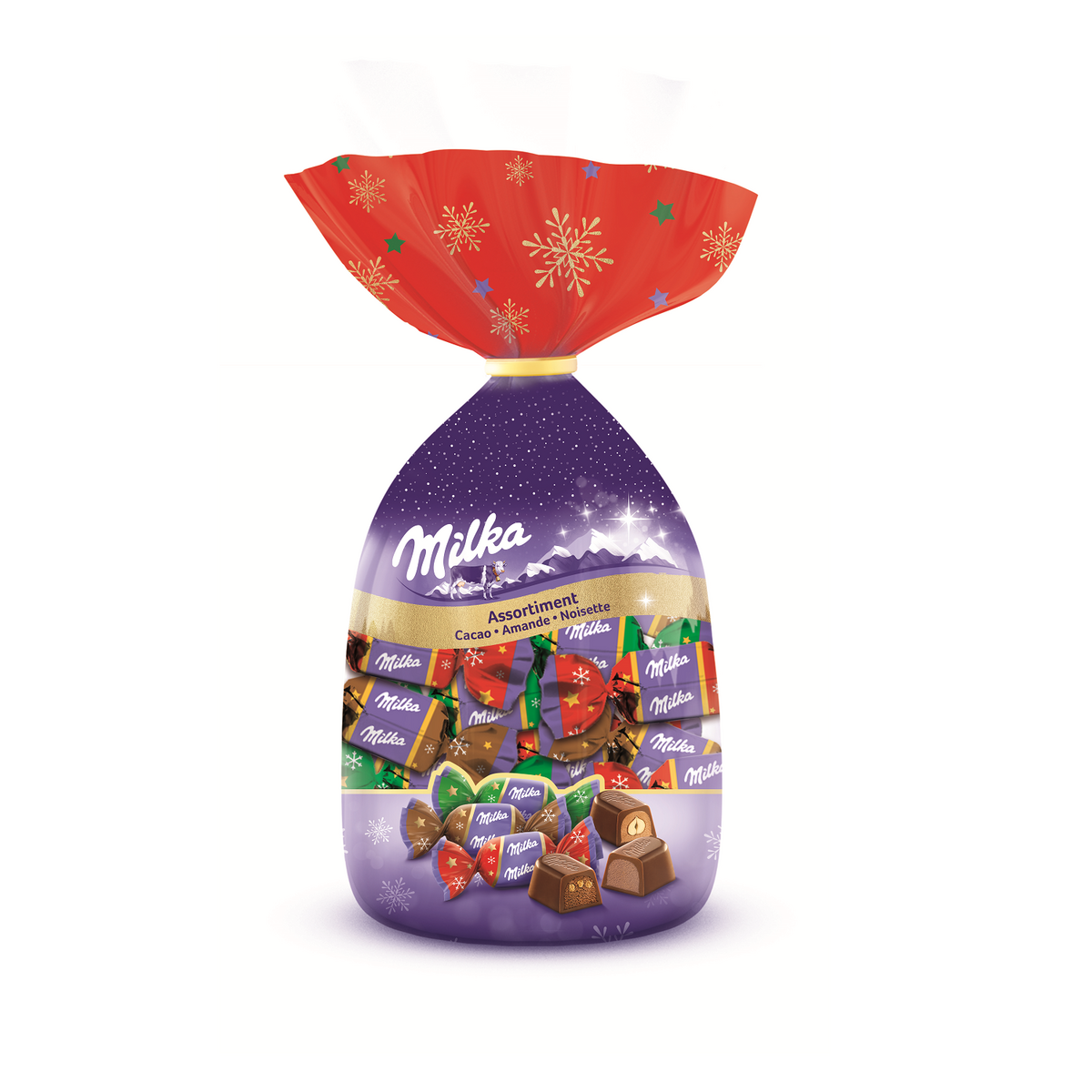 MILKA Assortiment de chocolats pralinés cacao amande et noisette 180g
