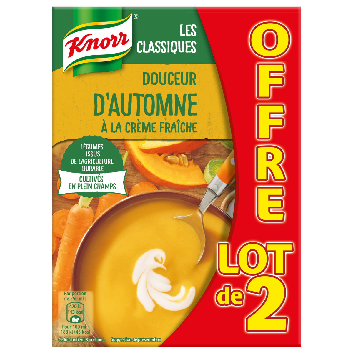 KNORR Soupe douceur d'automne à la crème frapiche 2x4 personnes 2x1l
