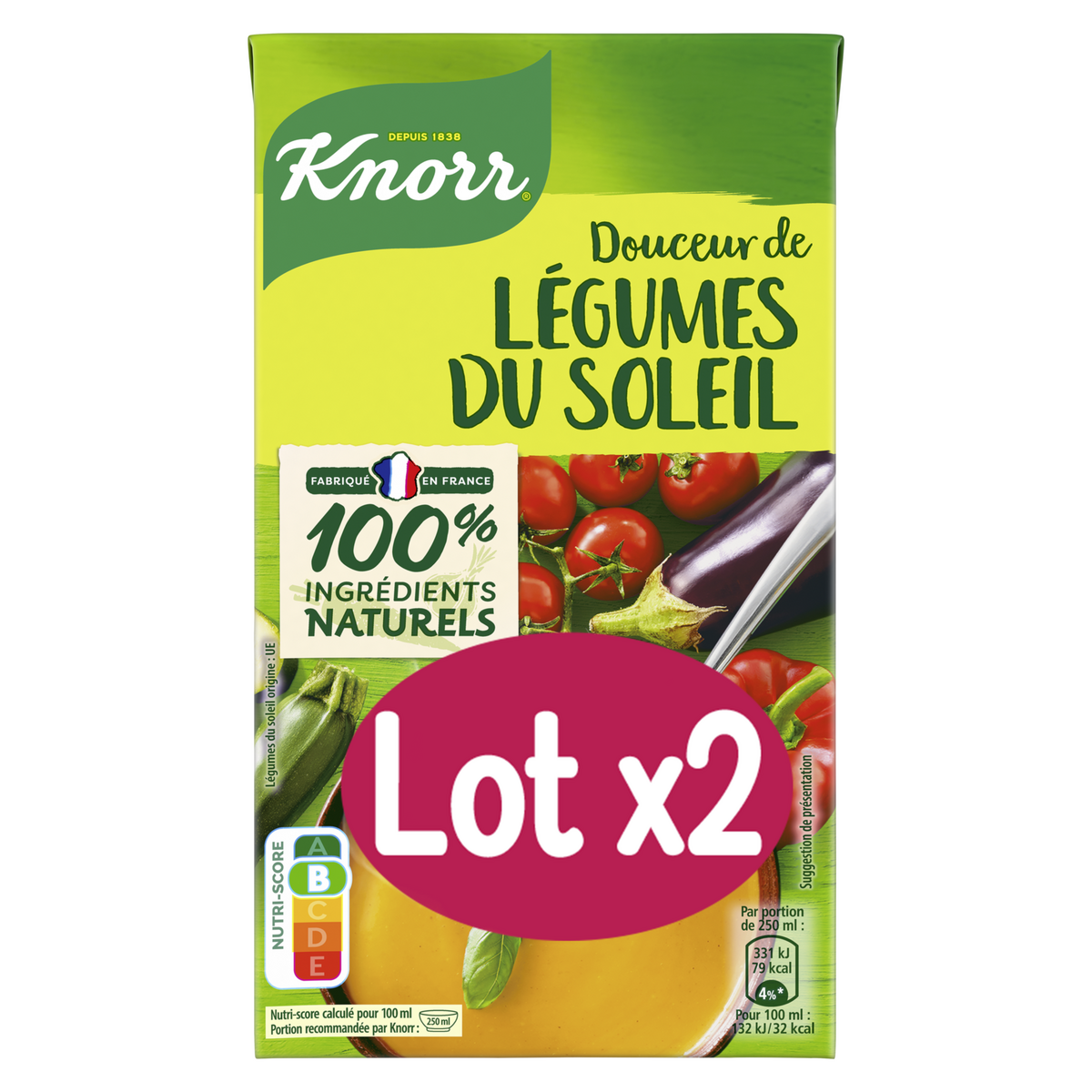 KNORR Soupe douceur de légumes du soleil 2x4 personnes 2x1l