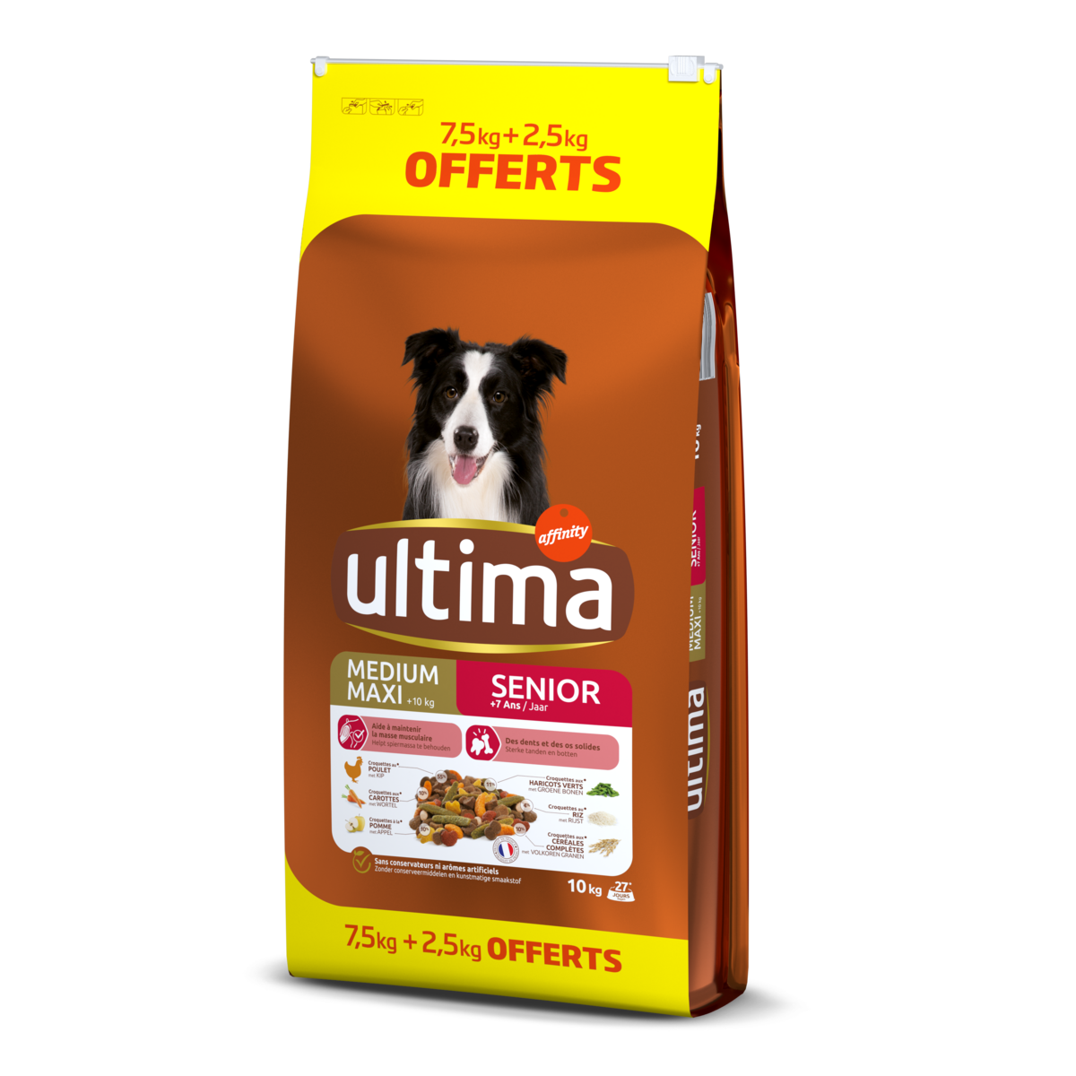 ULTIMA Senior croquettes au poulet légumes riz pour chien 7,5kg