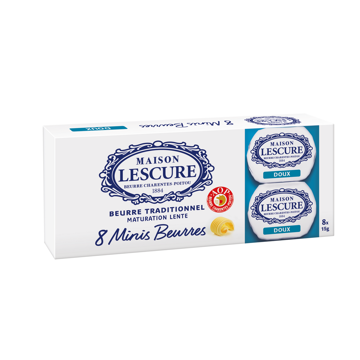 MAISON LESCURE Mini Beurre traditionnel maturation lente doux AOP 8 portions 120g
