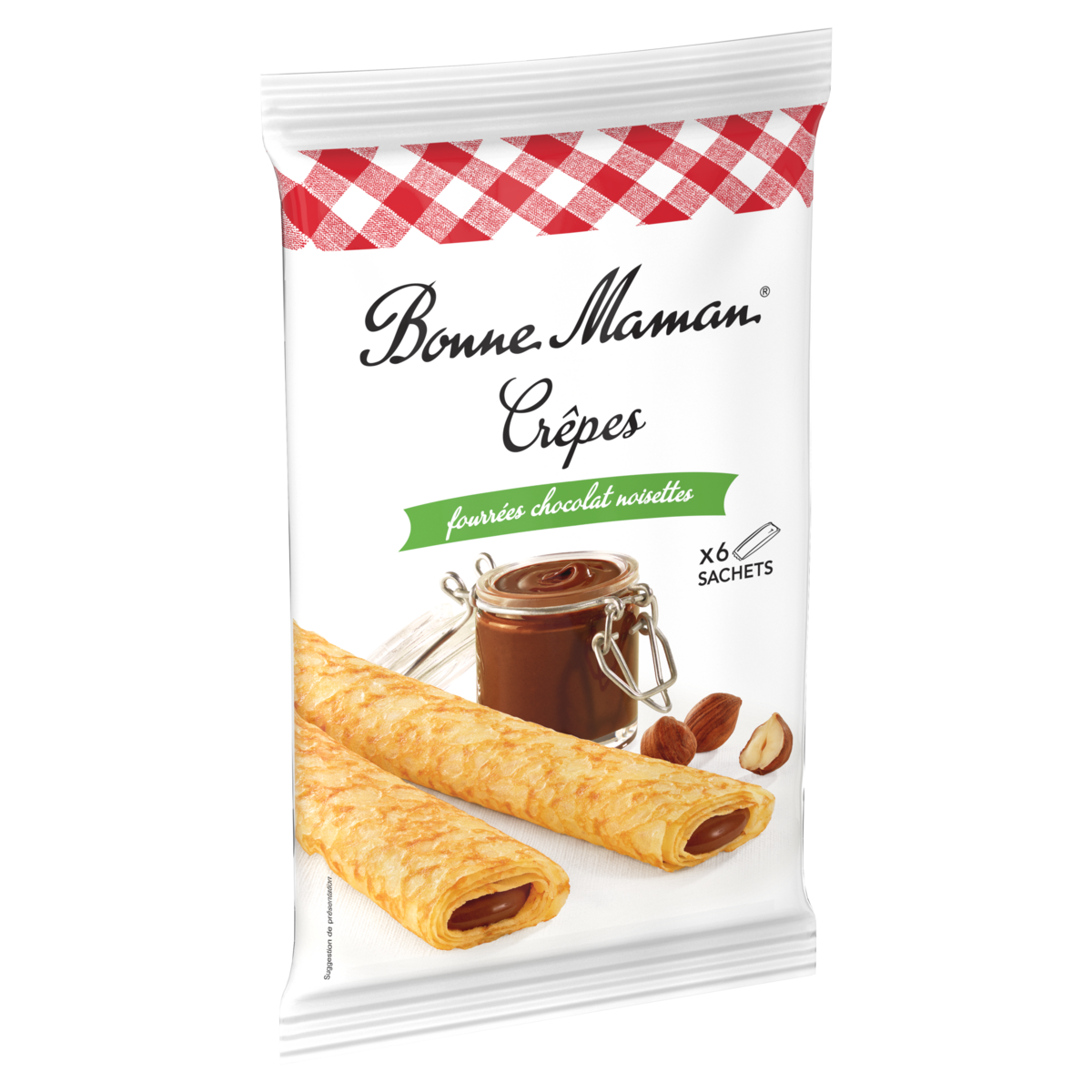 BONNE MAMAN Crêpes fourrées chocolat noisettes, sachets individuels 6 crêpes 192g
