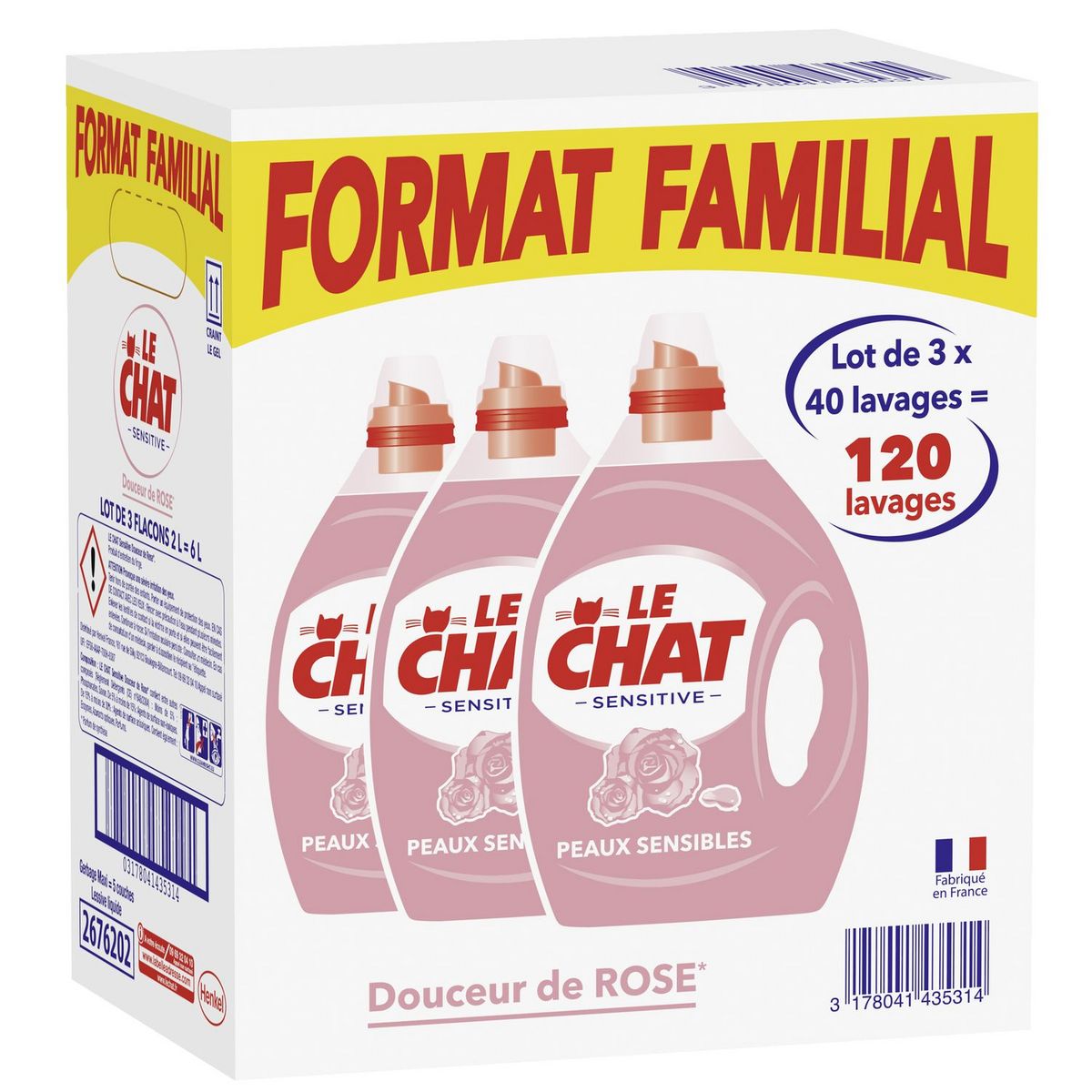 LE CHAT Lessive liquide sensitive  120 lavages 3x2l